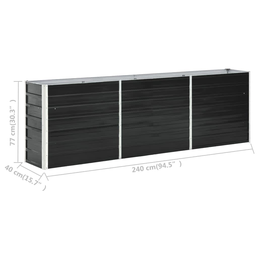 Canteiro elevado jardim aço galvanizado 240x40x77 cm antracite - Image 6