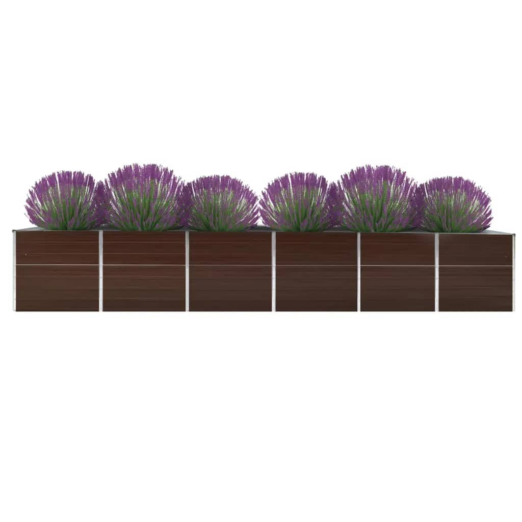 Canteiro elevado de jardim 480x80x77cm aço galvanizado castanho - Image 3
