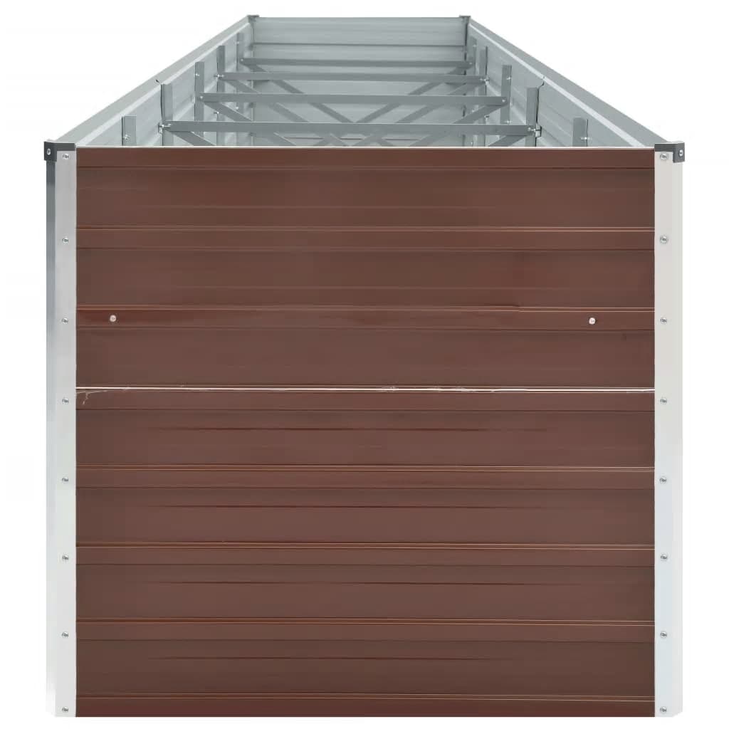 Canteiro elevado de jardim 480x80x77cm aço galvanizado castanho - Image 5