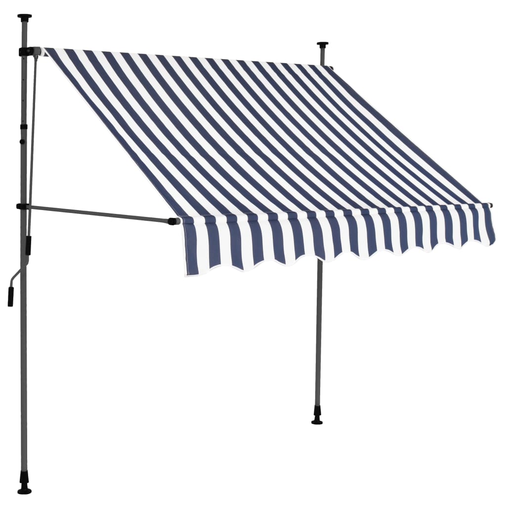 Toldo retrátil manual com LED 200 cm azul e branco - Image 2