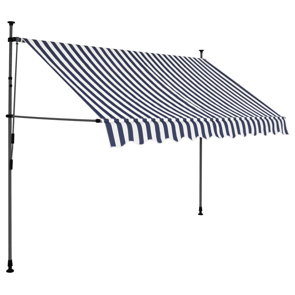 Toldo retrátil manual com LED 300 cm azul e branco - Image 2