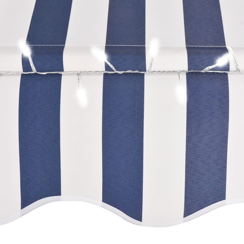 Toldo retrátil manual com LED 300 cm azul e branco - Image 5