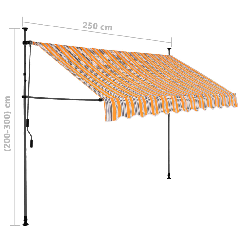 Toldo retrátil manual com LED 250 cm amarelo e azul - Image 8