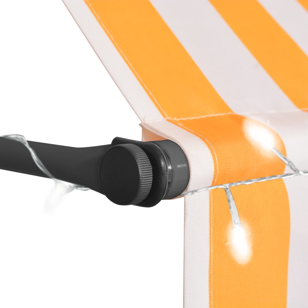 Toldo retrátil manual com LED 300 cm branco e laranja - Image 4