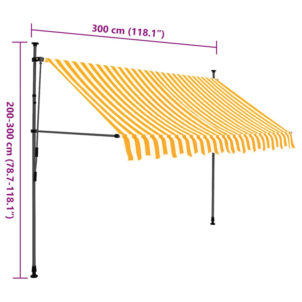 Toldo retrátil manual com LED 300 cm branco e laranja - Image 8