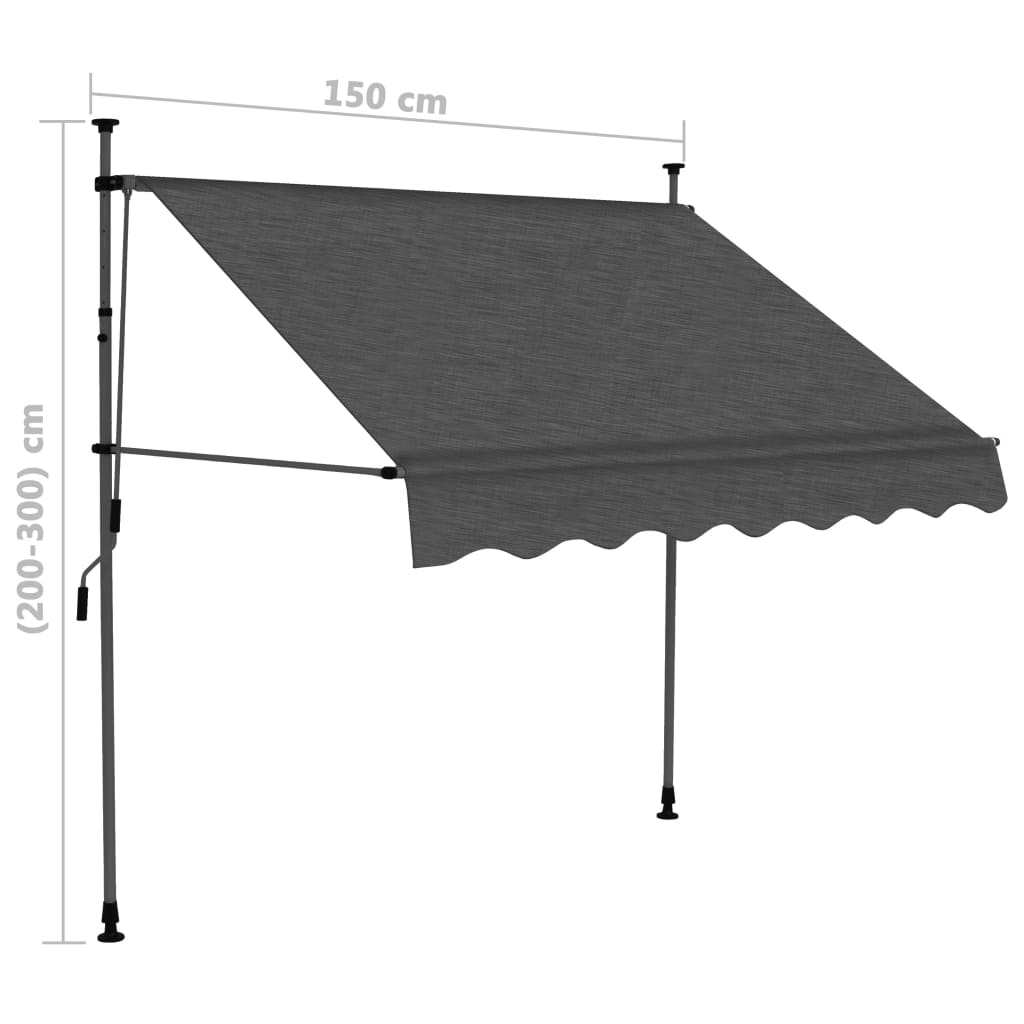 Toldo retrátil manual com LED 150 cm antracite - Image 8