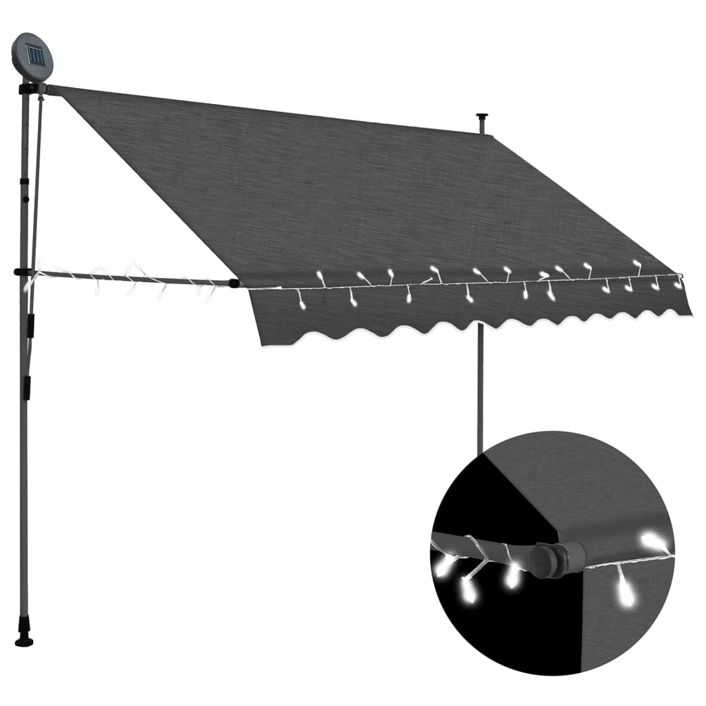 Toldo retrátil manual com LED 250 cm antracite