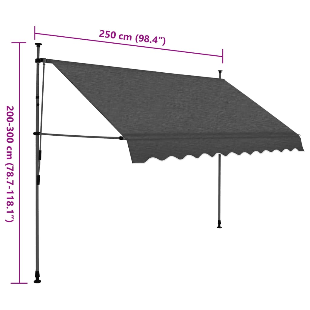 Toldo retrátil manual com LED 250 cm antracite - Image 8
