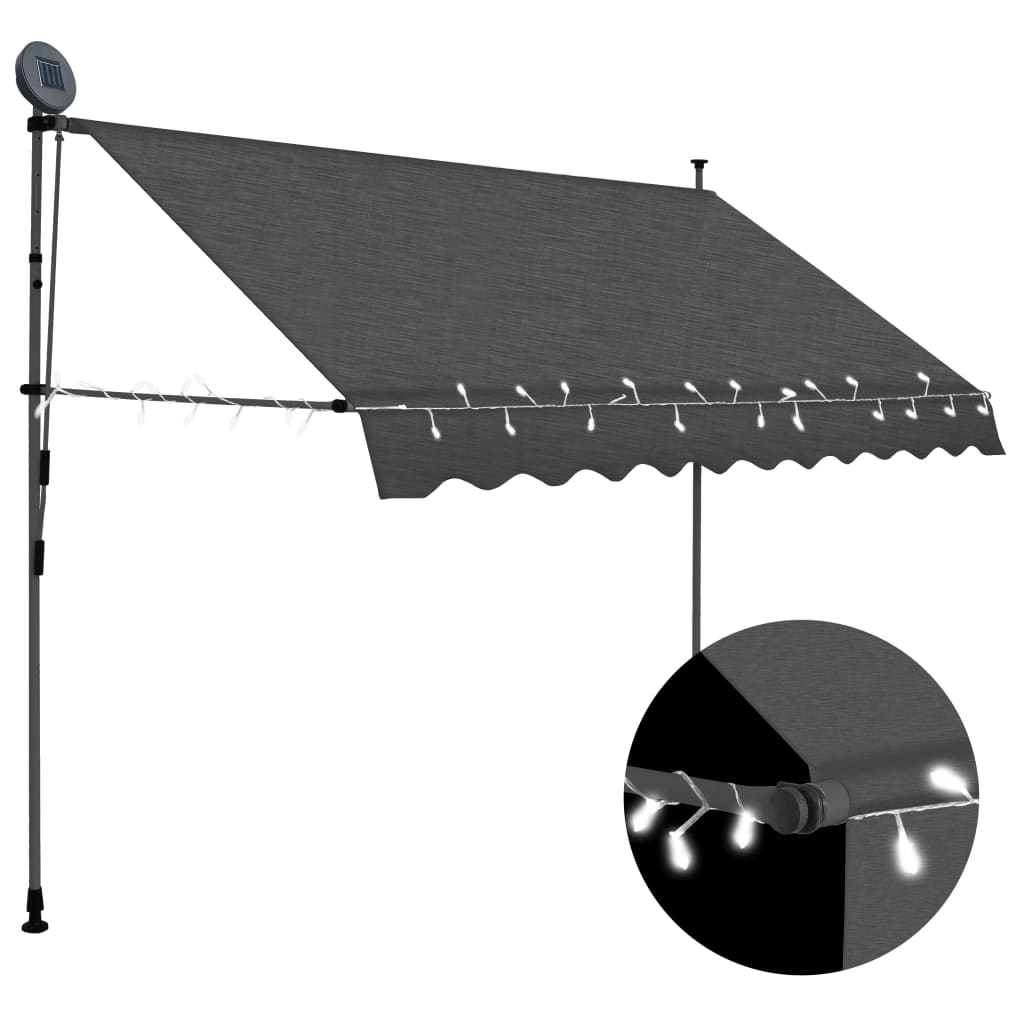 Toldo retrátil manual com LED 300 cm antracite