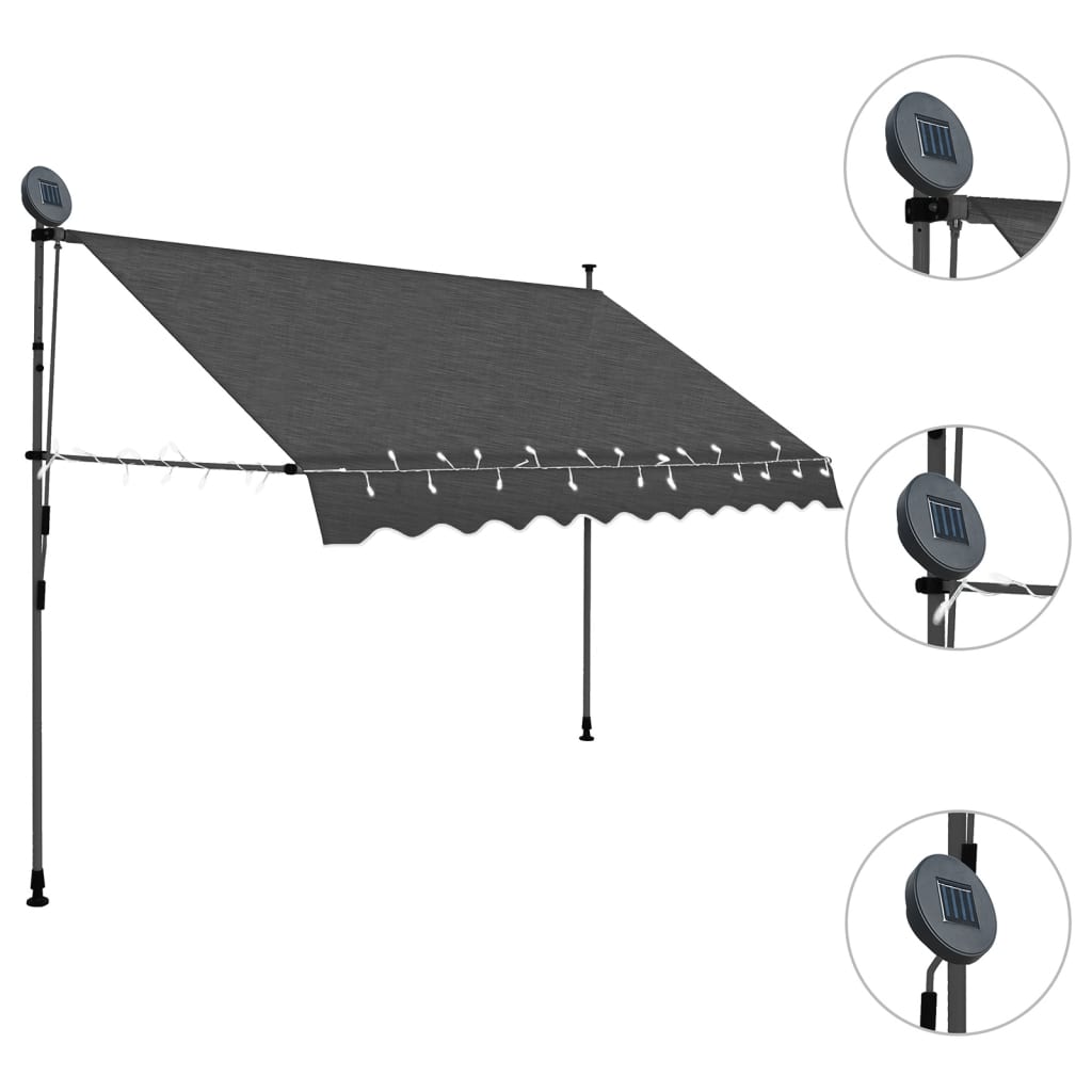 Toldo retrátil manual com LED 300 cm antracite - Image 3
