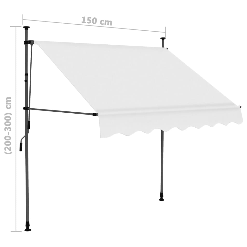 Toldo retrátil manual com LED 150 cm creme - Image 8