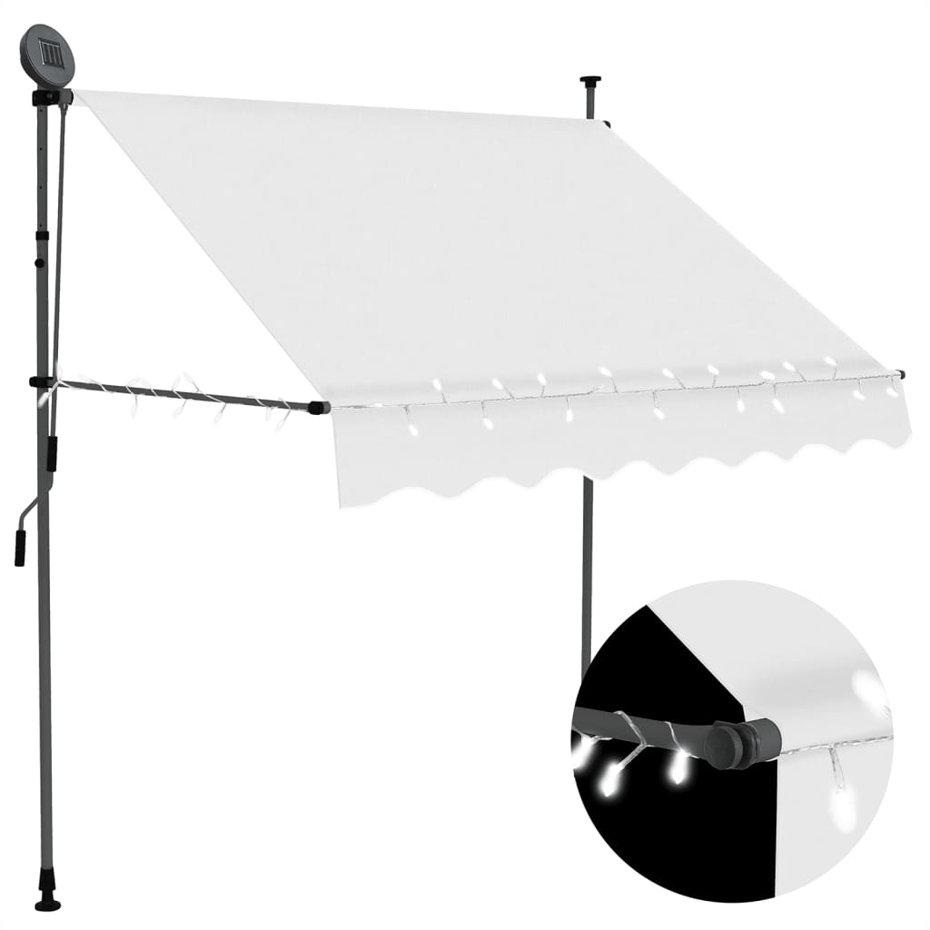 Toldo retrátil manual com LED 200 cm creme