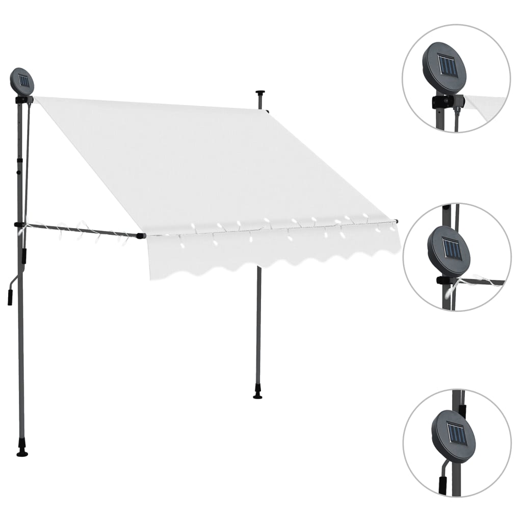 Toldo retrátil manual com LED 200 cm creme - Image 3