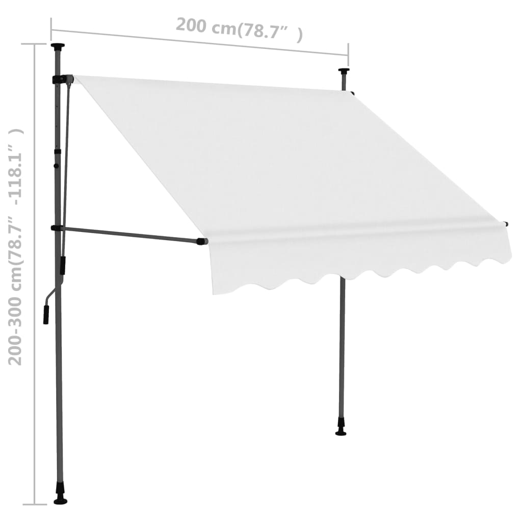 Toldo retrátil manual com LED 200 cm creme - Image 8