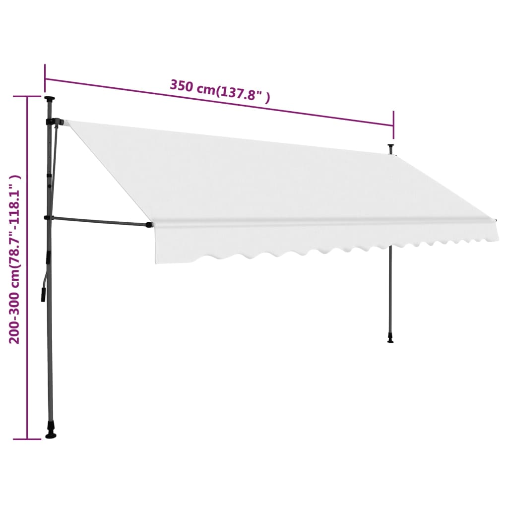 Toldo retrátil manual com LED 350 cm creme - Image 8