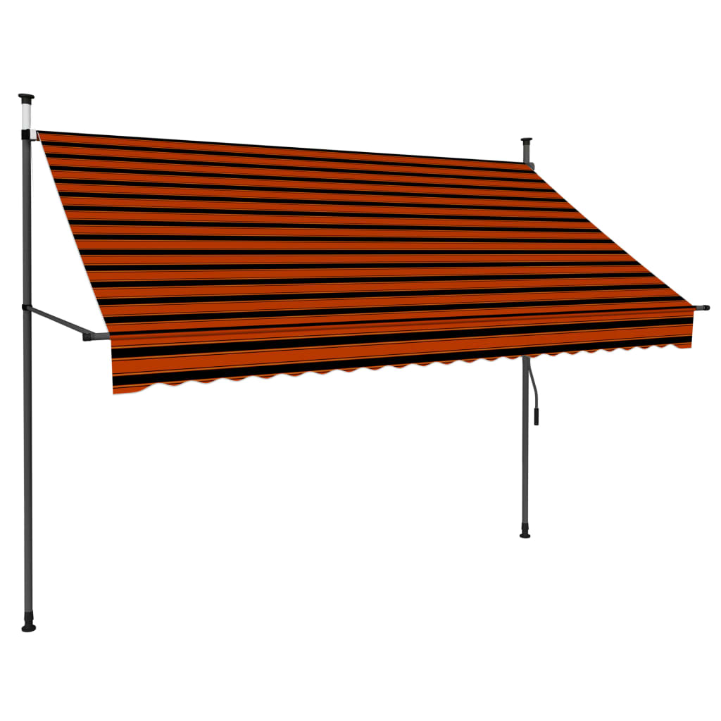 Toldo retrátil manual com LED 250 cm laranja e castanho - Image 3