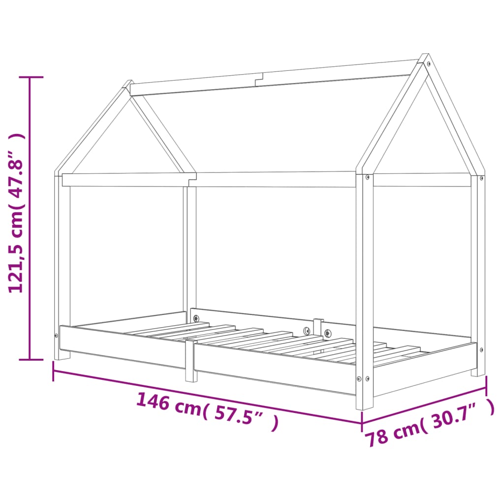 Estrutura de cama para crianças 70x140 cm pinho maciço cinzento - Image 7