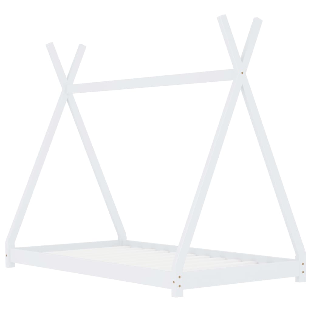 Estrutura de cama para crianças 80x160 cm pinho maciço branco - Image 2