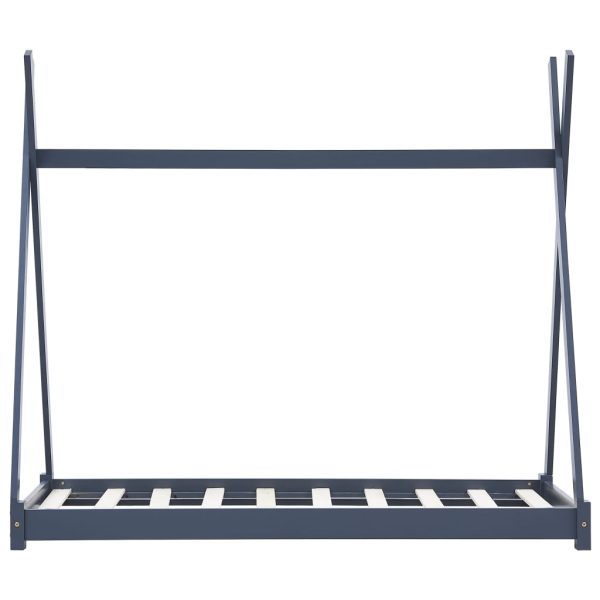Estrutura de cama para crianças 70x140 cm pinho maciço cinzento - Image 3