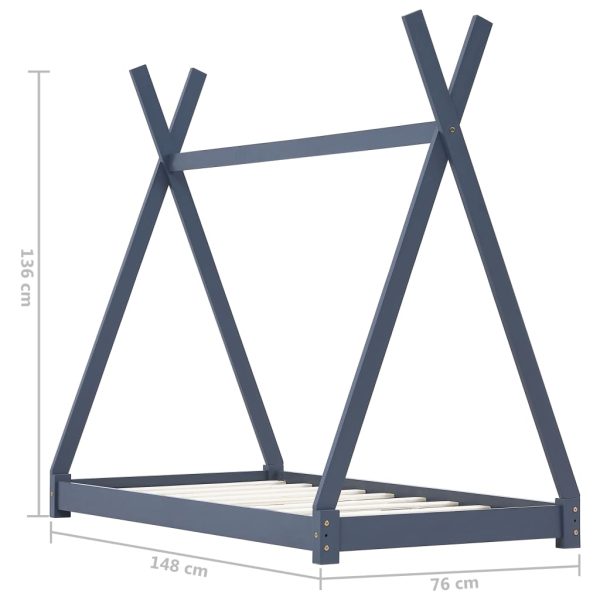 Estrutura de cama para crianças 70x140 cm pinho maciço cinzento - Image 7