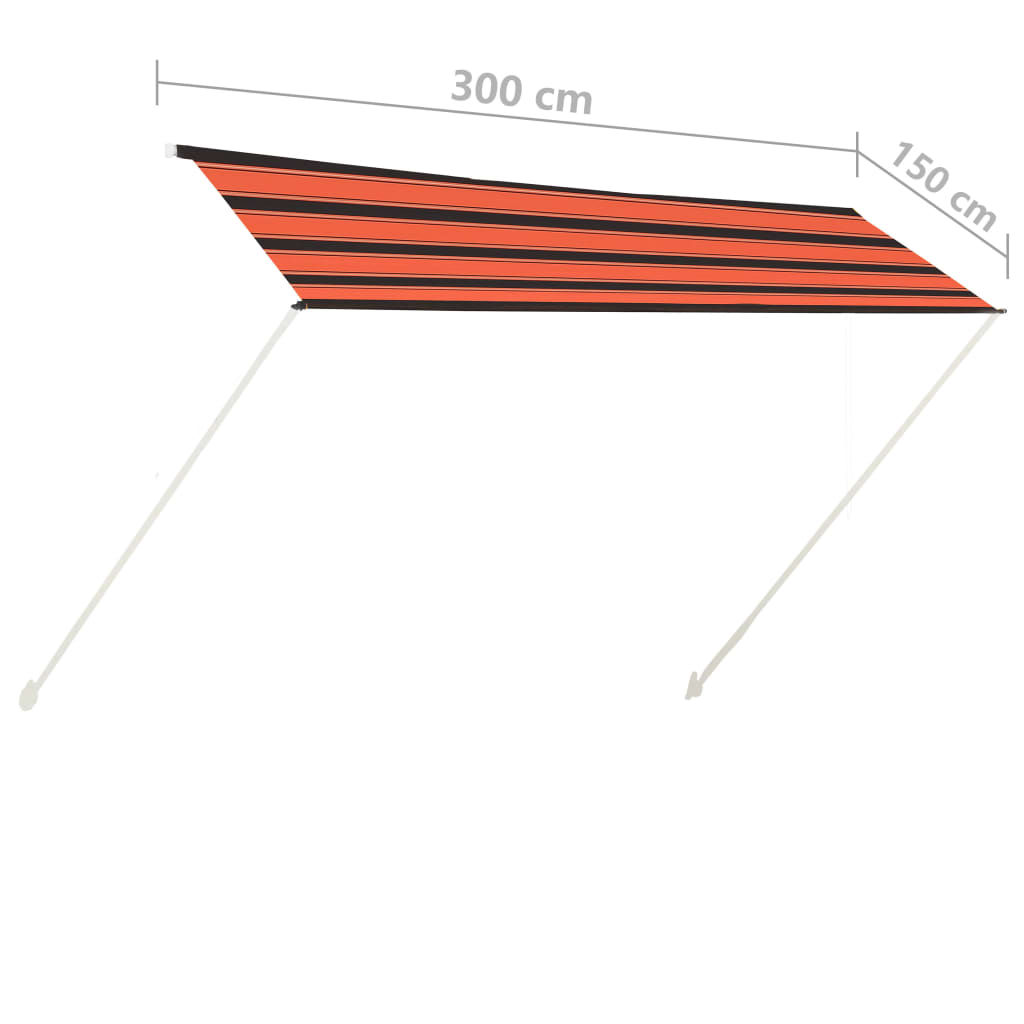 Toldo retrátil 300x150 cm laranja e castanho - Image 7
