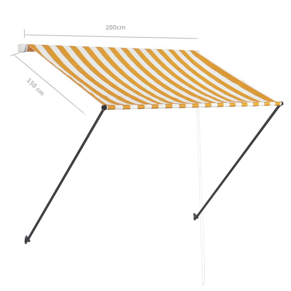 Toldo retrátil com LED 200x150 cm amarelo e branco - Image 9