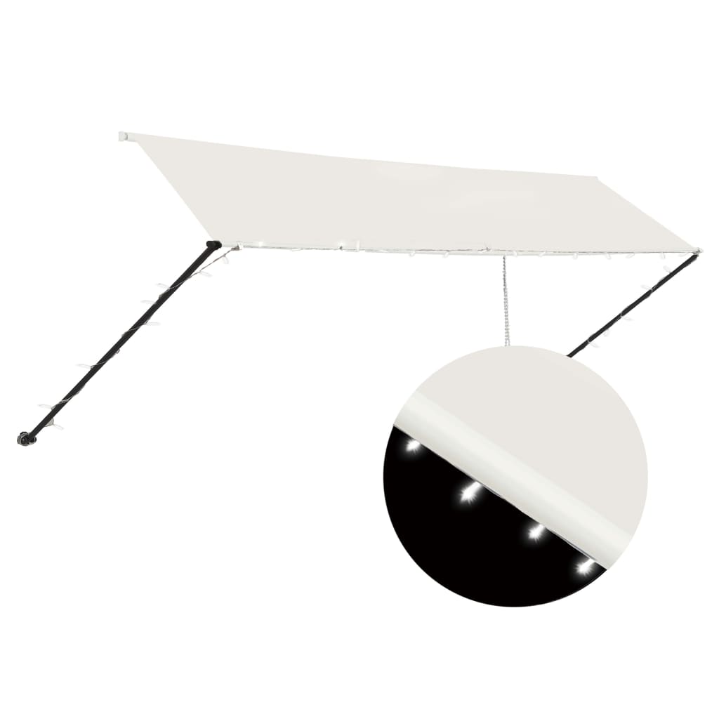 Toldo retrátil com LED 400x150 cm creme - Image 2