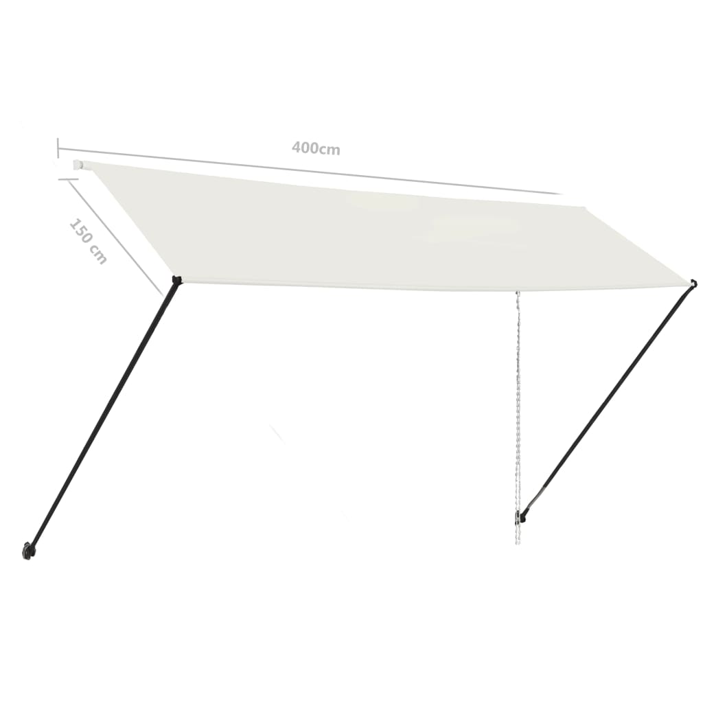 Toldo retrátil com LED 400x150 cm creme - Image 9