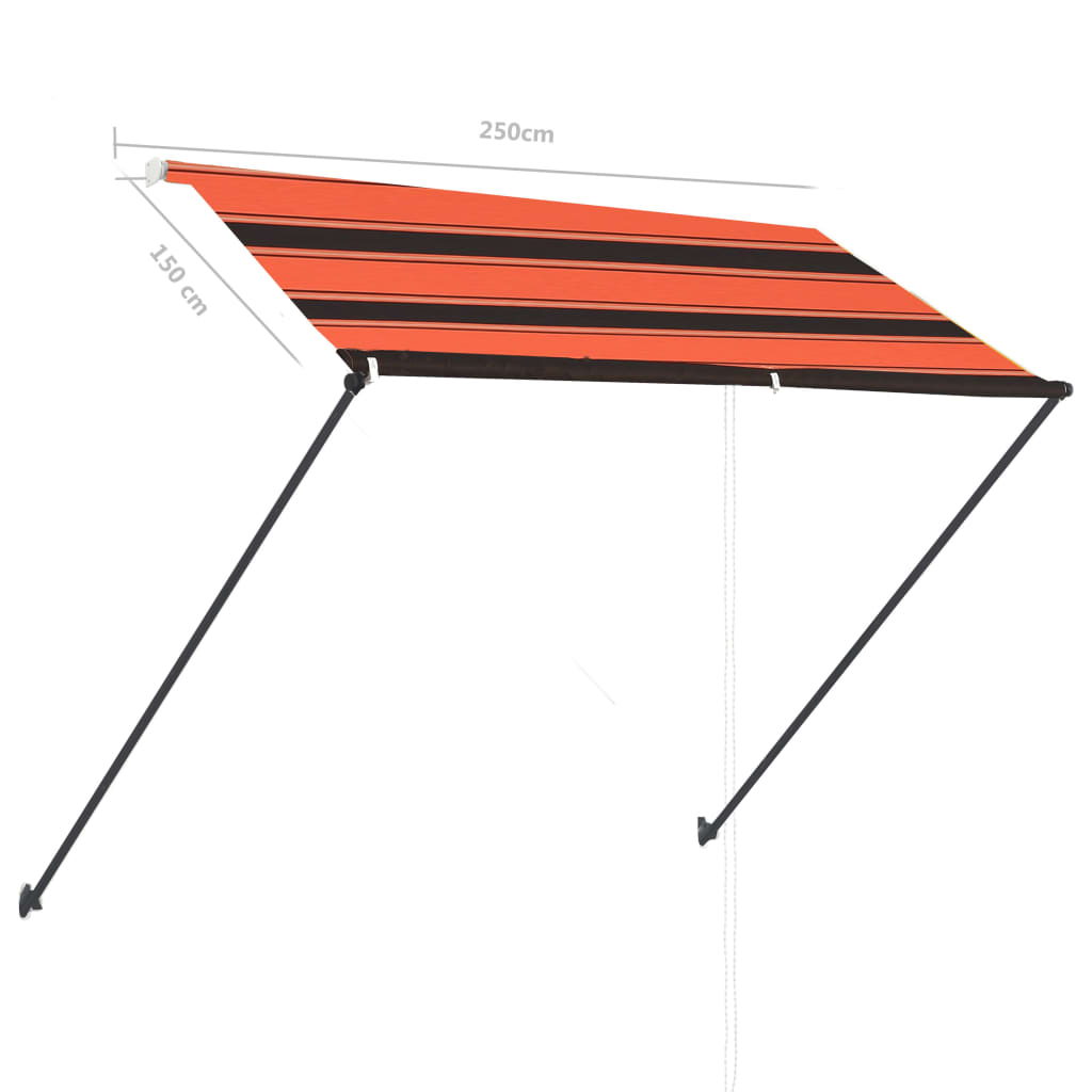 Toldo retrátil com LED 250x150 cm laranja e castanho - Image 9
