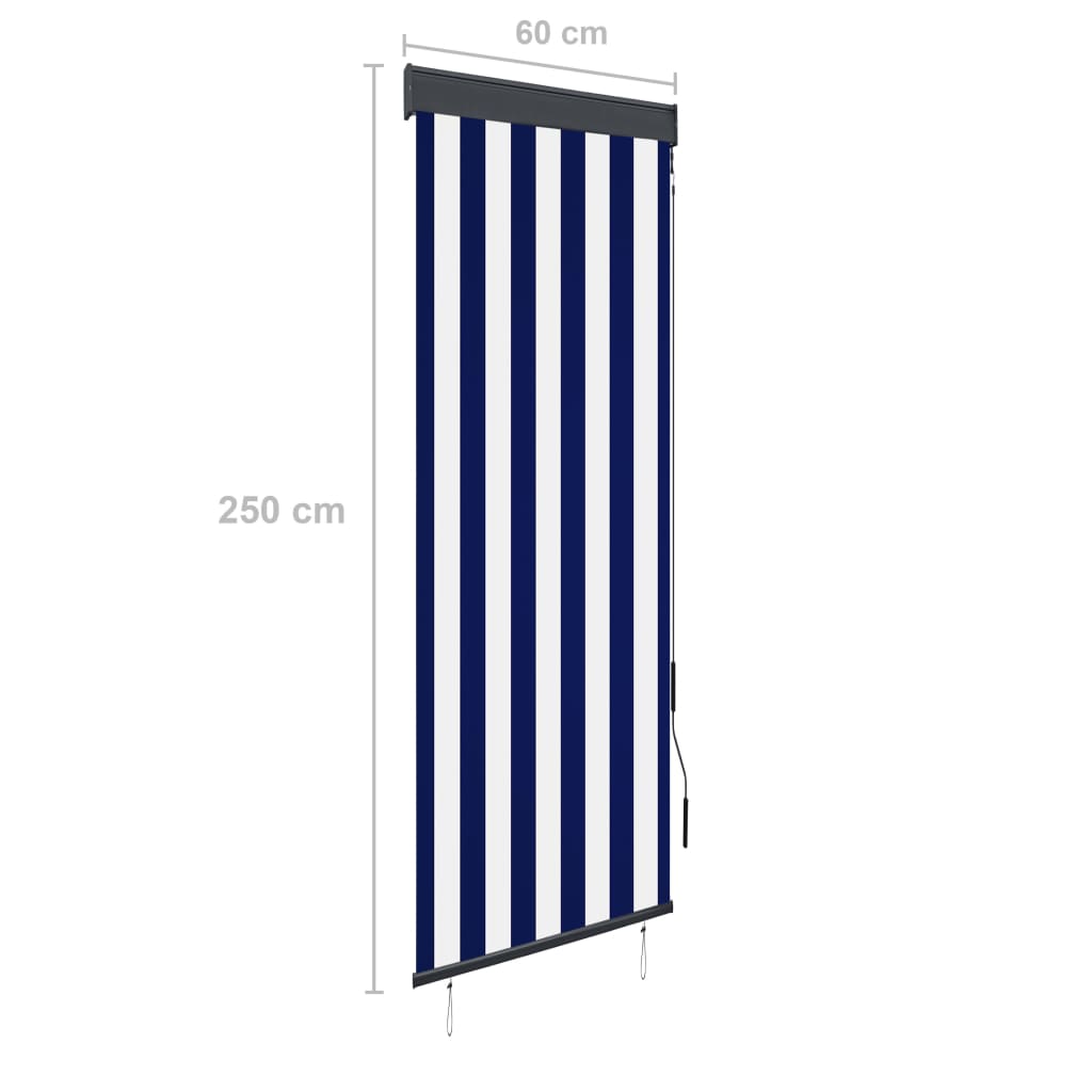 Estore de rolo para exterior 60x250 cm azul e branco - Image 8