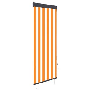 Estore de rolo para exterior 60x250 cm branco e laranja