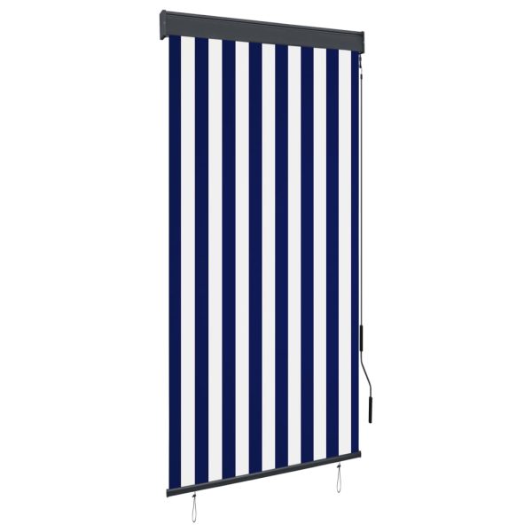 Estore de rolo para exterior 80x250 cm azul e branco