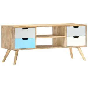 Móvel de TV 110x35x48 cm madeira de mangueira maciça