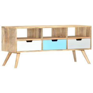 Móvel de TV 110x35x48 cm madeira de mangueira maciça