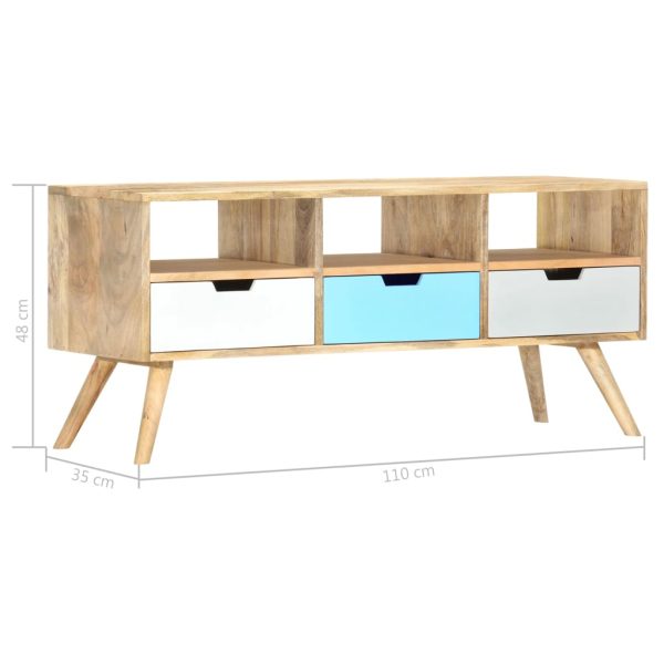 Móvel de TV 110x35x48 cm madeira de mangueira maciça - Image 6