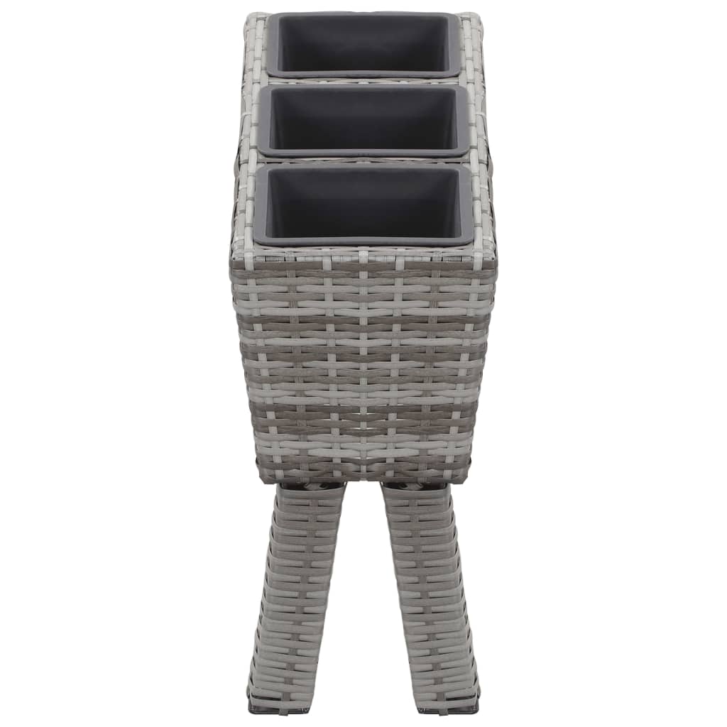 Floreira jardim c/ pernas e 3 vasos 72x25x50cm vime PE cinzento - Image 3