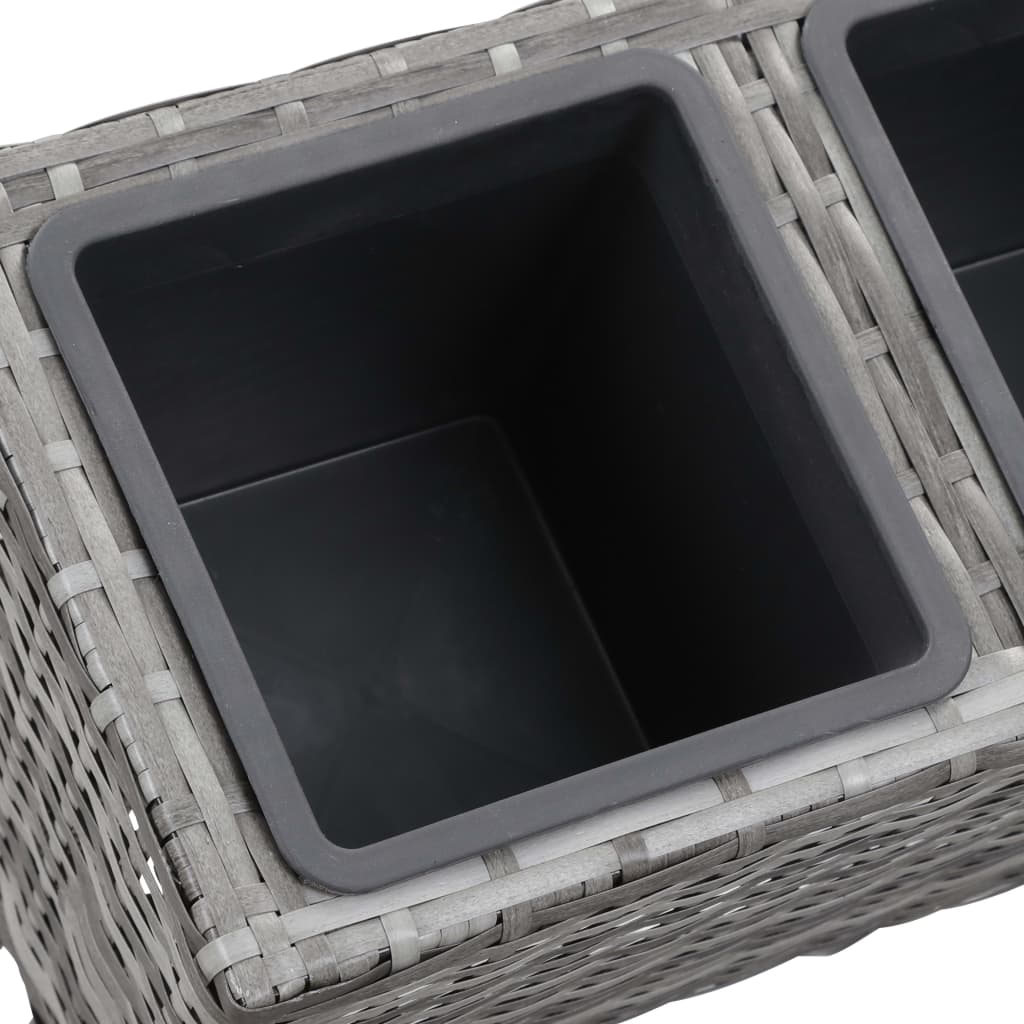 Floreira jardim c/ pernas e 3 vasos 72x25x50cm vime PE cinzento - Image 5