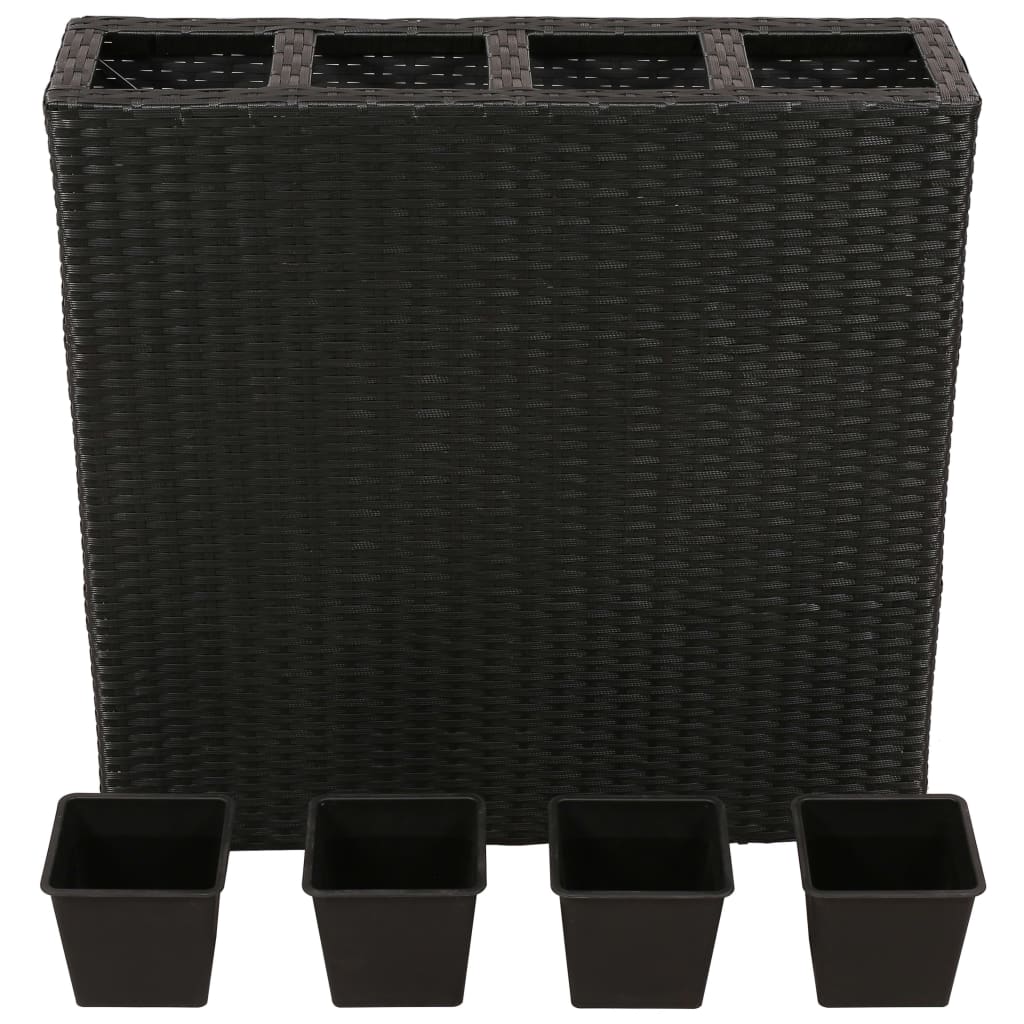 Floreira de jardim com 4 vasos 2 pcs vime PE preto - Image 4