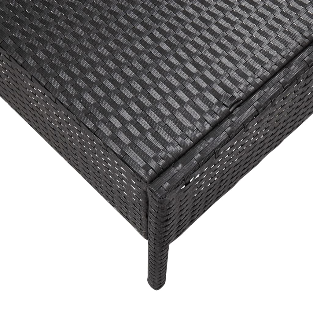 Conjunto sofás de jardim c/ almofadões 5 pcs vime PE preto - Image 11