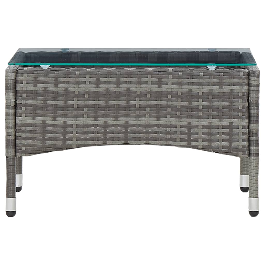4 pcs conjunto lounge de jardim c/ almofadões vime PE cinzento - Image 11