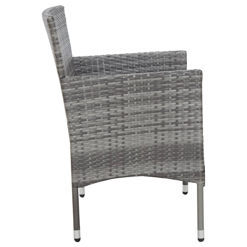 4 pcs conjunto lounge de jardim c/ almofadões vime PE cinzento - Image 4