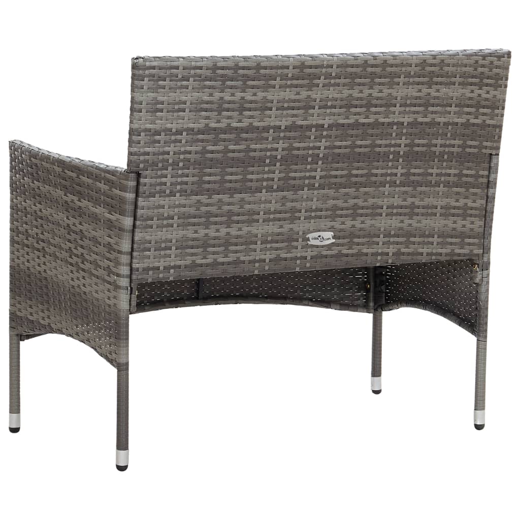 4 pcs conjunto lounge de jardim c/ almofadões vime PE cinzento - Image 5