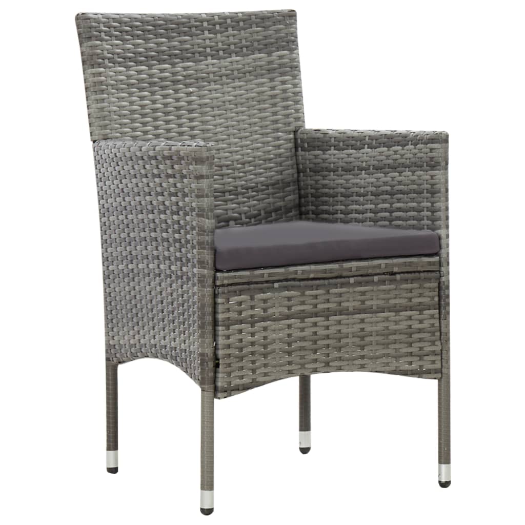 4 pcs conjunto lounge de jardim c/ almofadões vime PE cinzento - Image 6