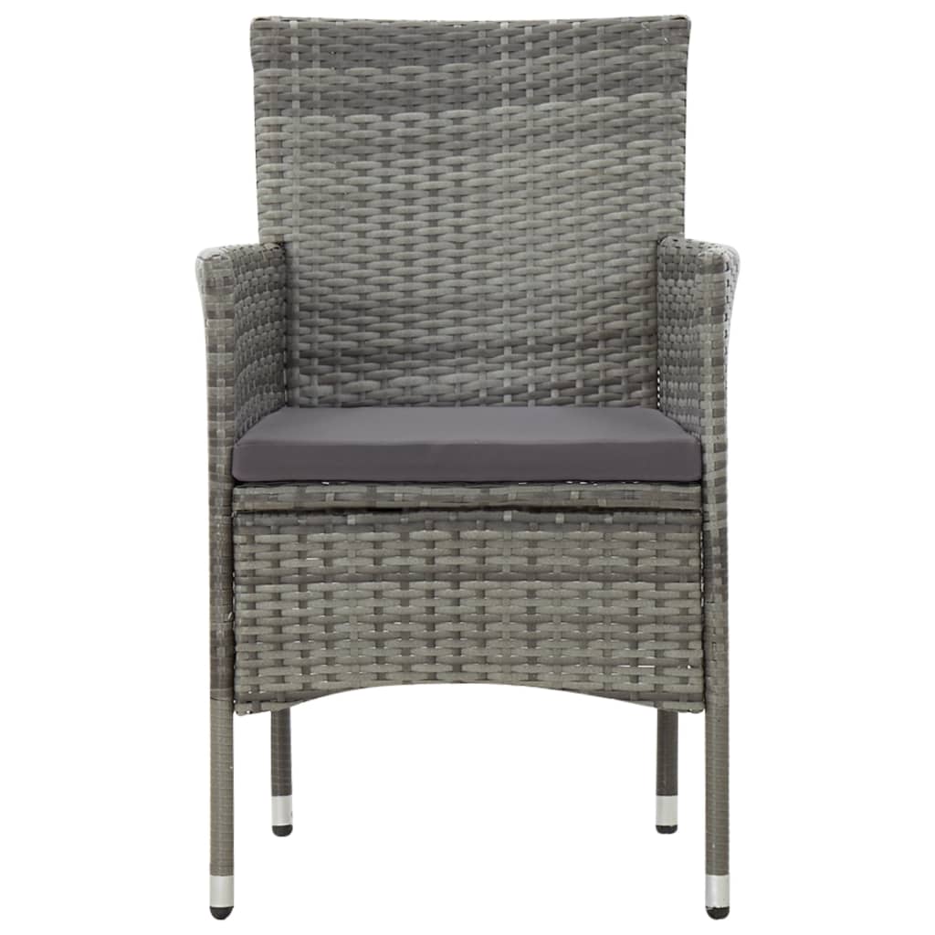 4 pcs conjunto lounge de jardim c/ almofadões vime PE cinzento - Image 7