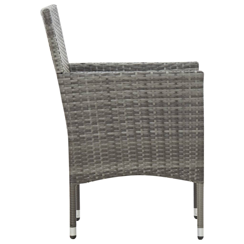4 pcs conjunto lounge de jardim c/ almofadões vime PE cinzento - Image 8