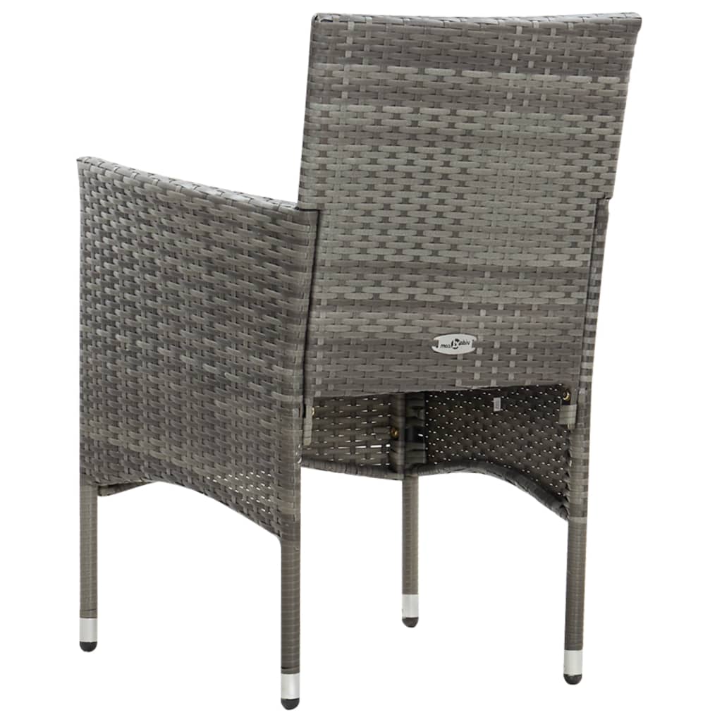 4 pcs conjunto lounge de jardim c/ almofadões vime PE cinzento - Image 9