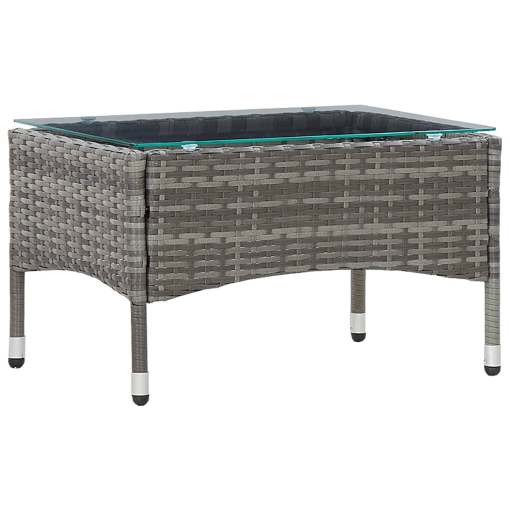 4 pcs conjunto lounge de jardim c/ almofadões vime PE cinzento - Image 10