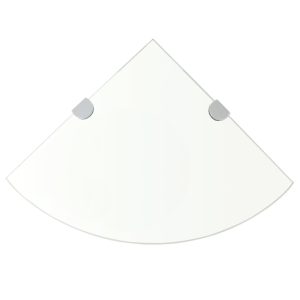 Prateleiras canto 2pcs suportes cromados 35x35cm vidro transp.