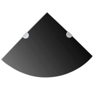 Prateleiras canto 2 pcs suportes cromados 25x25cm vidro preto