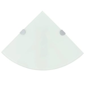 Prateleiras canto 2 pcs suportes cromados 25x25cm vidro branco